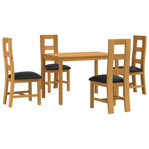 vidaXL Dining Set 5 pcs Black Solid Oak Wood