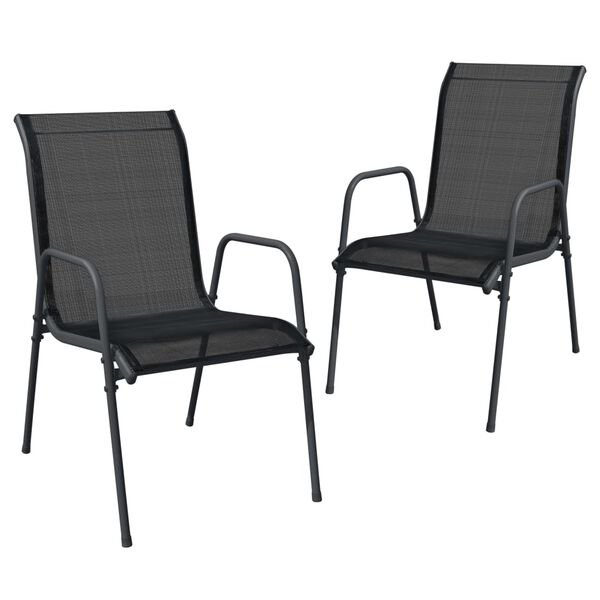 vidaXL 3 Piece Garden Dining Set Black Steel
