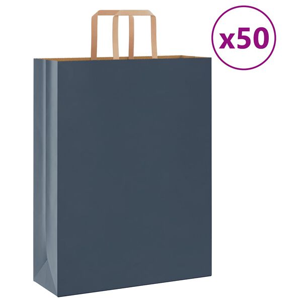 vidaXL Paper Bags 50 pcs with Handles Blue 32x12x42 cm