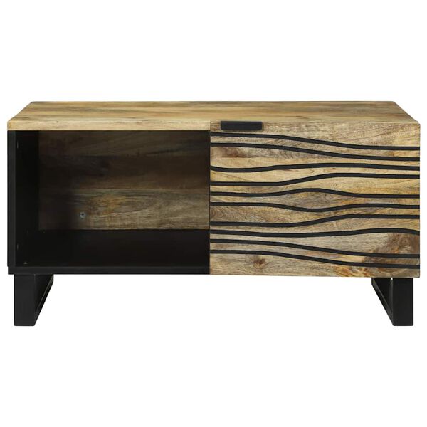 vidaXL Coffee Table Brown and Black 80 x 50 x 40 cm Solid Acacia wood