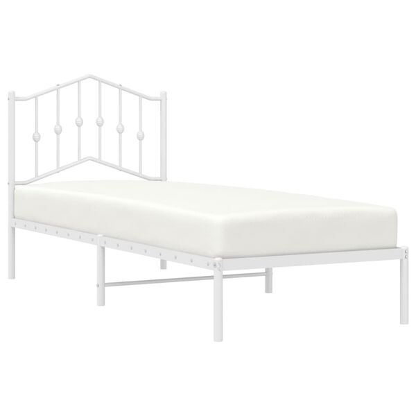 vidaXL Metal Bed Frame without Mattress with Headboard White 75x190cm