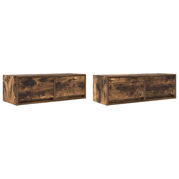 vidaXL TV Cabinets 2 pcs Smoked Oak 80x31x25.5 cm Engineered Wood