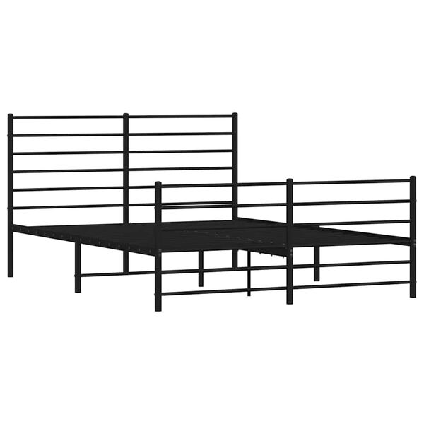 vidaXL Metal Bed Frame without Mattress with Footboard Black 160x200cm