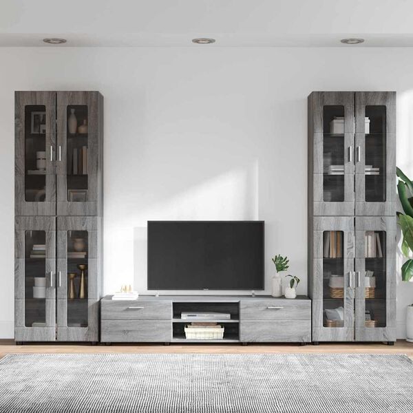 vidaXL TV Cabinet Set with Drawer FLORIN Grey Sonoma Engineered Wood
