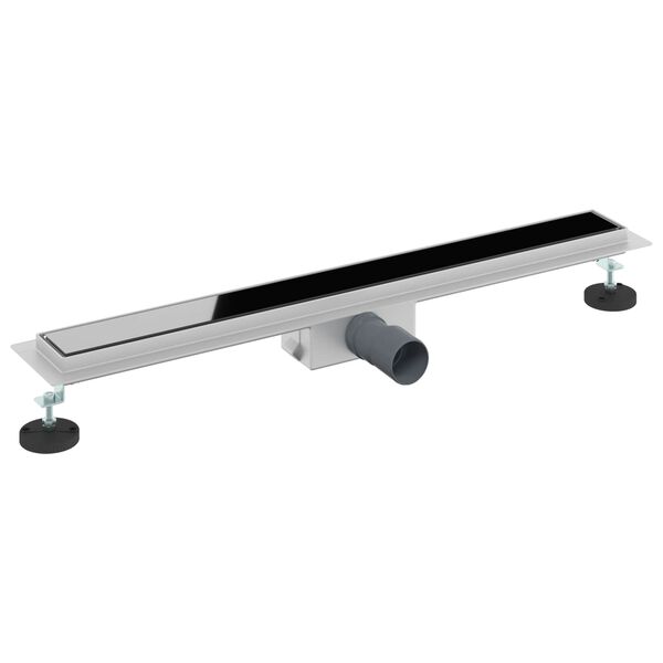 vidaXL Shower Drain with Glass Cover Black 70 cm Stainless Steel 304