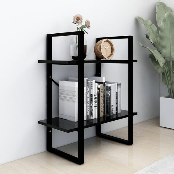 vidaXL 2-Tier Book Cabinet Black 60x30x70 cm Engineered Wood