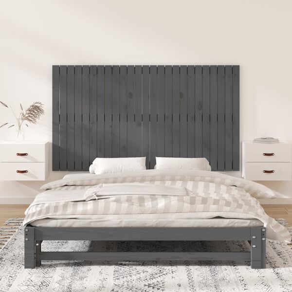 vidaXL Wall Headboard Grey 159.5x3x90 cm Solid Wood Pine