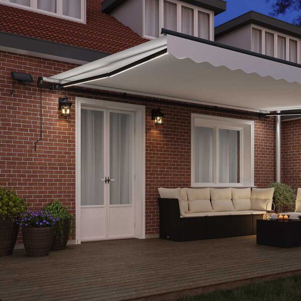 vidaXL Retractable Awning Manual White 500 x 350 cm Fabric
