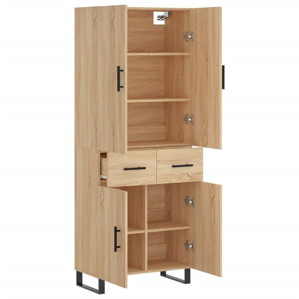 vidaXL Highboard Sonoma Oak 69.5x34x180 cm Engineered Wood