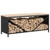 vidaXL Firewood Rack with Wooden Top Black 100.5x35.5x40 cm