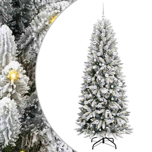 vidaXL Artificial Christmas Tree with 300 LEDs with Stand White 210 cm