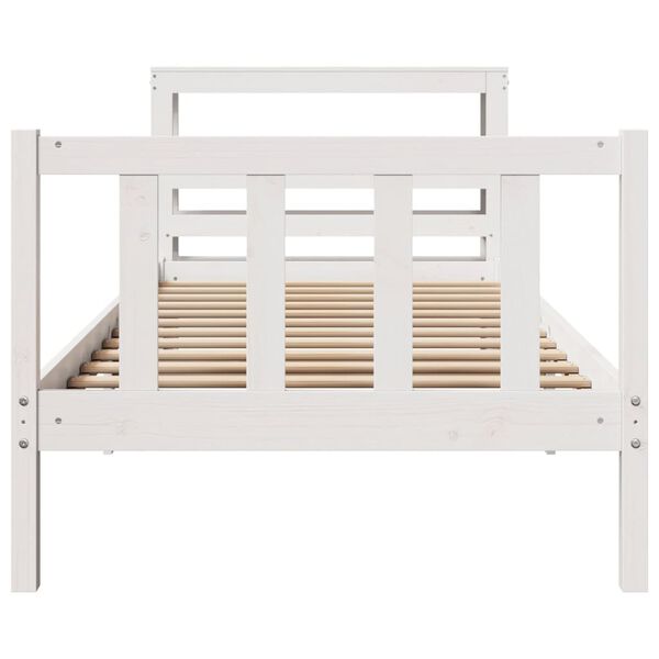 vidaXL Bed Frame without Mattress White 75x190 cm Small Single Solid Wood Pine