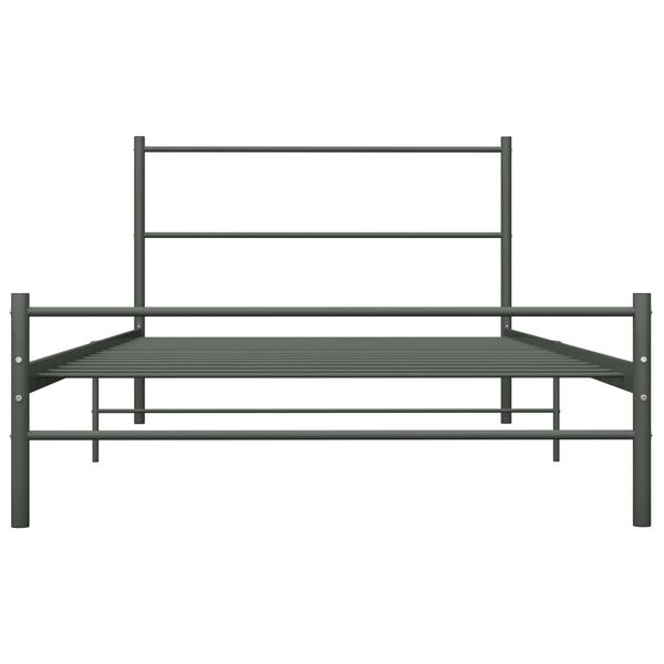 vidaXL Bed Frame without Mattress Grey Metal 100x200 cm