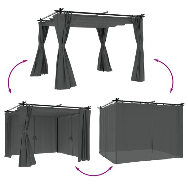 vidaXL Gazebo with Curtains Anthracite 3x3 m Steel