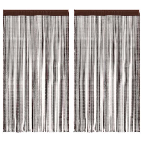 vidaXL String Curtains 2 pcs 100x250 cm Brown