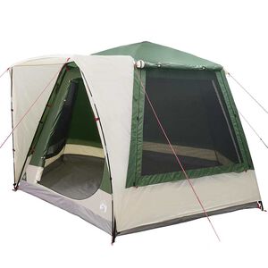 vidaXL Camping Tent Cabin with Roof Green 420 x 420 x 227 cm Polyester