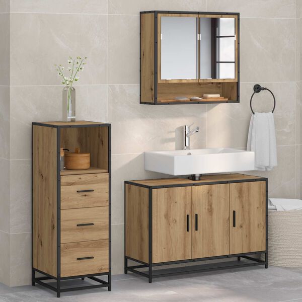 vidaXL Bathroom Furniture Set 3 pcs Artisan Oak Engineered Wood