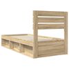 vidaXL Bed Frame with Headboard Sonoma 90 x 190 cm Solid Pine Wood