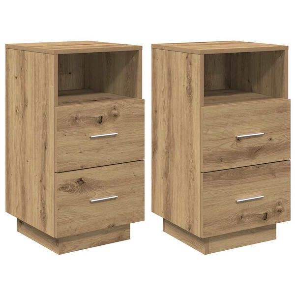 vidaXL Bedside Cabinets 2 pcs with 2 Drawers Artisan Oak 36x36x68 cm