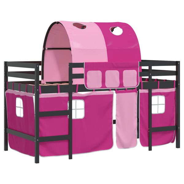 vidaXL Kids' Loft Bed with Tunnel without Mattress Pink 90x200cm