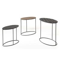 Rousseau 3 Piece Side Table Set Tanto Metal Black and Gold