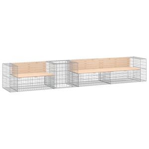 vidaXL Garden Bench with Gabion Basket Solid Wood Pine