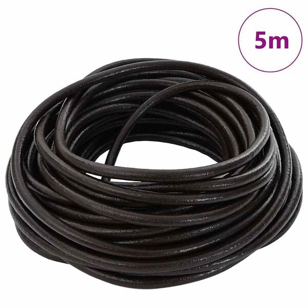 vidaXL Leather Cord Dark Brown &Oslash;5 mm x 5 m Leather