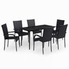 vidaXL 7 Piece Garden Dining Set Black