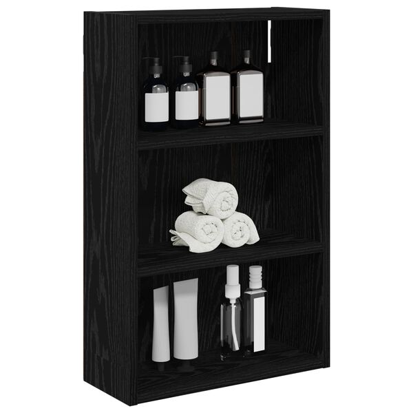 vidaXL Bathroom Wall Cabinet with Shelf Black Oak 40 x 16 x 62.5 cm
