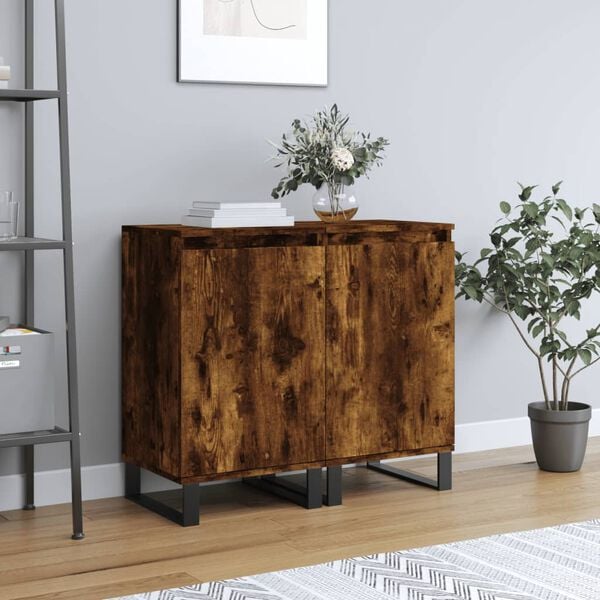 vidaXL Sideboards 2 pcs Smoked Oak 40x35x70 cm Engineered Wood