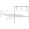 vidaXL Metal Bed Frame without Mattress with Footboard White 107x203cm