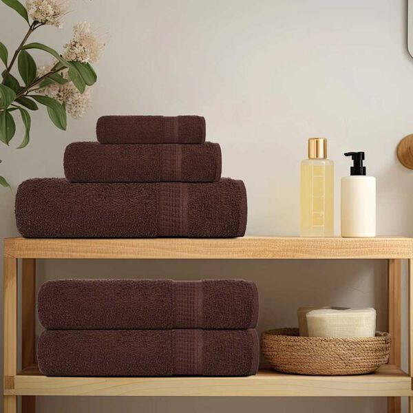 vidaXL 6 Piece Towel Set "FROGN" Brown 360 gsm