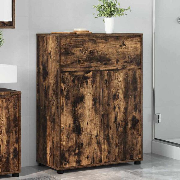 vidaXL Bathroom Cabinet with Drawer Smoked Oak 72.5 x 36.5 x 100 cm