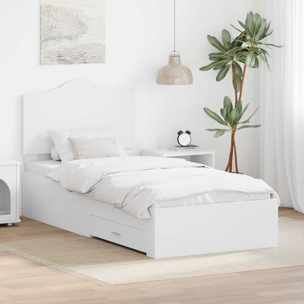 vidaXL Bed Frame with Headboard White 90 x 190 cm Engineered Wood