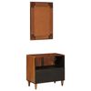 vidaXL Bathroom Furniture Set with Door 2 pcs Walnut Solid Mango Wood