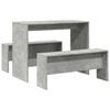 vidaXL 3 Piece Dining Table&Bench set Concrete Grey Engineered Wood