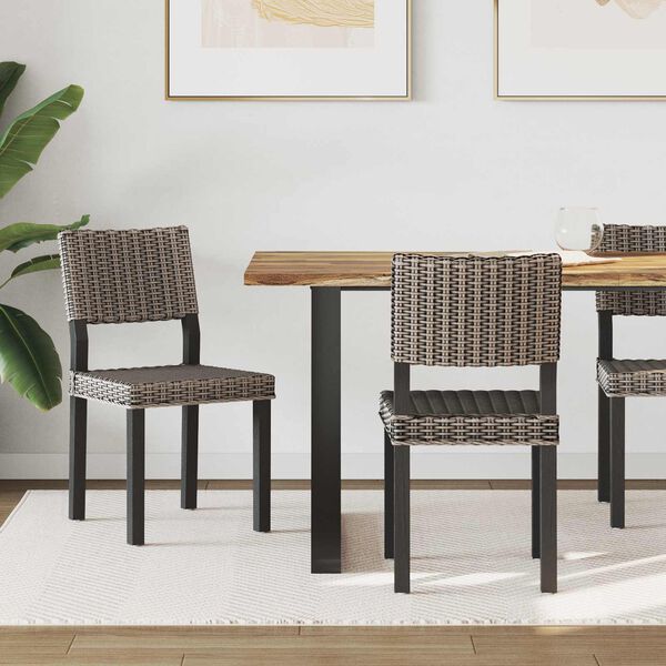 vidaXL Dining Chair 2 pcs Black Wash 46 x 55 x 84 cm Kubu Rattan
