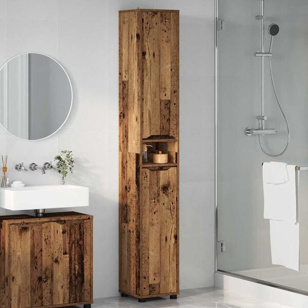 vidaXL Bathroom Cabinet Old Wood 30.5 x 30 x 195 cm Engineered Wood