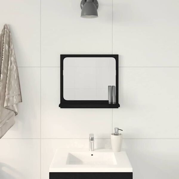vidaXL Bathroom Mirror Black Oak 40x10.5x37 cm Engineered Wood