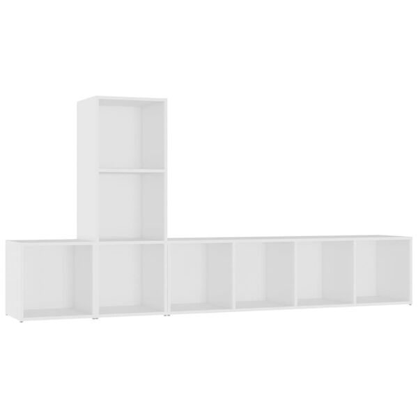 vidaXL 3 Piece TV Cabinet Set White Engineered Wood