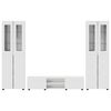 vidaXL TV Cabinet Set with Drawer High Gloss White Engineered Wood