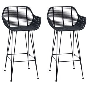 vidaXL Bar Chair 2 pcs 55 x 52 x 92 cm Rattan and Iron