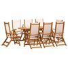 vidaXL 9 Piece Garden Dining Set Solid Wood Acacia and Textilene