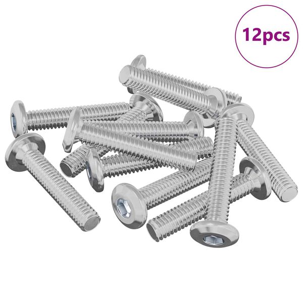 vidaXL Head Lock Screw 12 pcs Silver M6 x 30 mm Steel