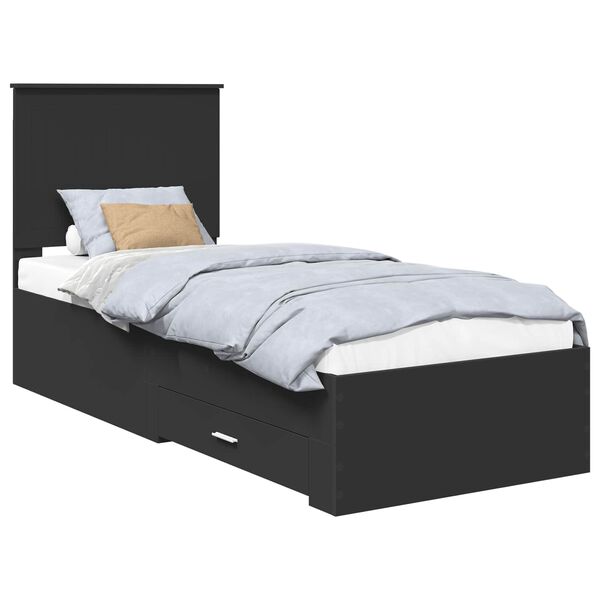 vidaXL Bed Frame Black and Silver 70 x 190 cm Engineered Wood