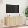 vidaXL TV Wall Cabinet with LED Lights Sonoma Oak 100x35x41 cm