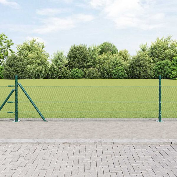 vidaXL Fence Post Green 100 x 0.4 m (13 mm mesh) Steel and PVC