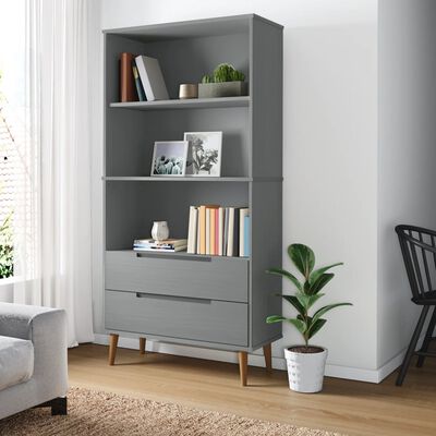 vidaXL Bookcase MOLDE Grey 85x35x170,5 cm Solid Wood Pine