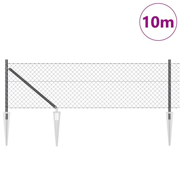 vidaXL Fence Post Grey 10 x 0.6 m (40 x 40 mm mesh) Steel and PVC