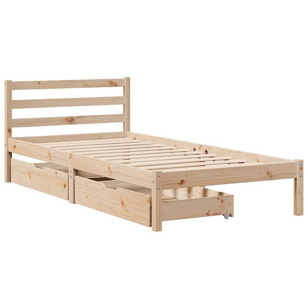 vidaXL Bed Frame without Mattress 75x190 cm Small Single Solid Wood Pine